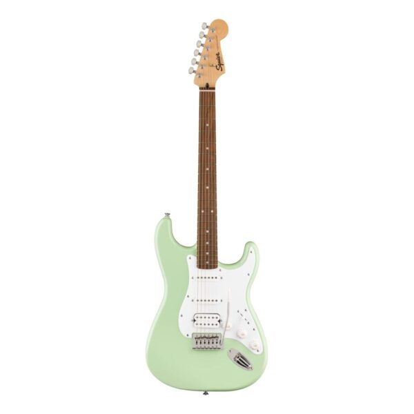 SQUIER FSR SONIC STRATOCASTER HSS ELECTRIC GUITAR W/ WHITE PICKGUARD, LAUREL FB, SURF GREEN